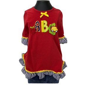 (4-114) Bonnie Baby Red Long Sleeve ABC Dress or Tunic Top